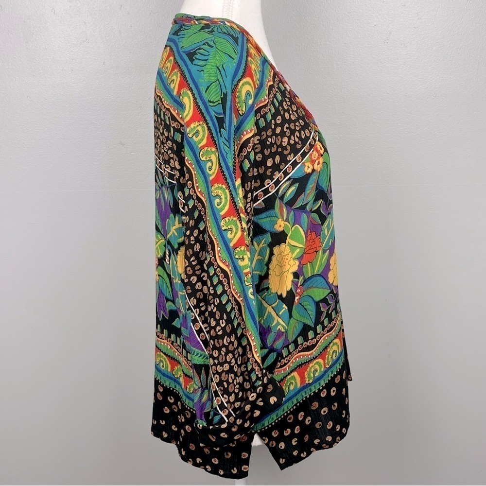 Carole Little Vintage 80’s tropical animal print dolman sleeve top, size 8. - Picture 3 of 9